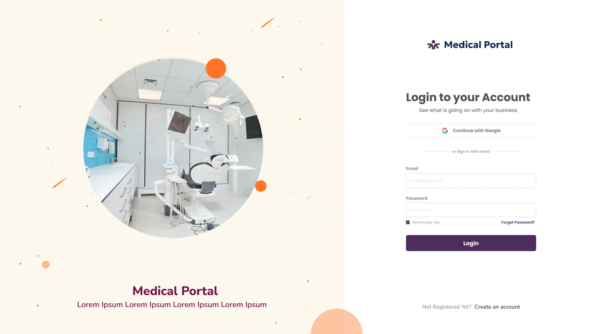 Medical Portal login screen